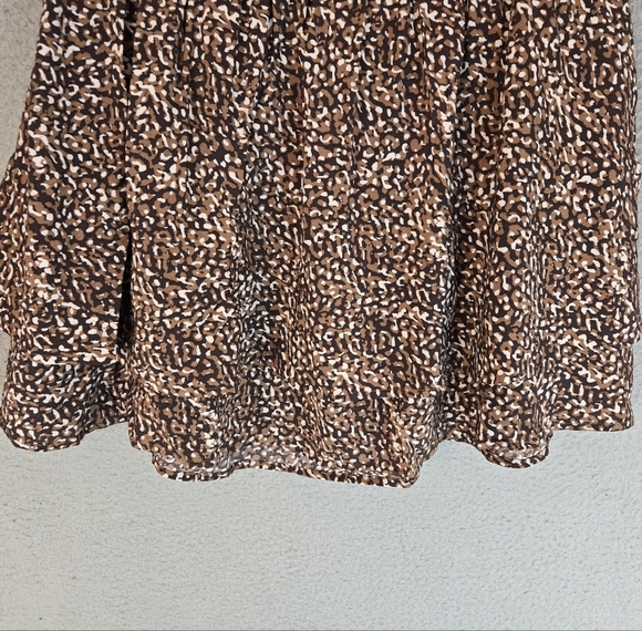 Rails Addison Mini Skirt Sz L Women's Animal Print Tiered Smock Waist Brown's - Picture 3 of 13